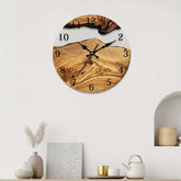 Silent glass decorative clock with wood grain wall clock